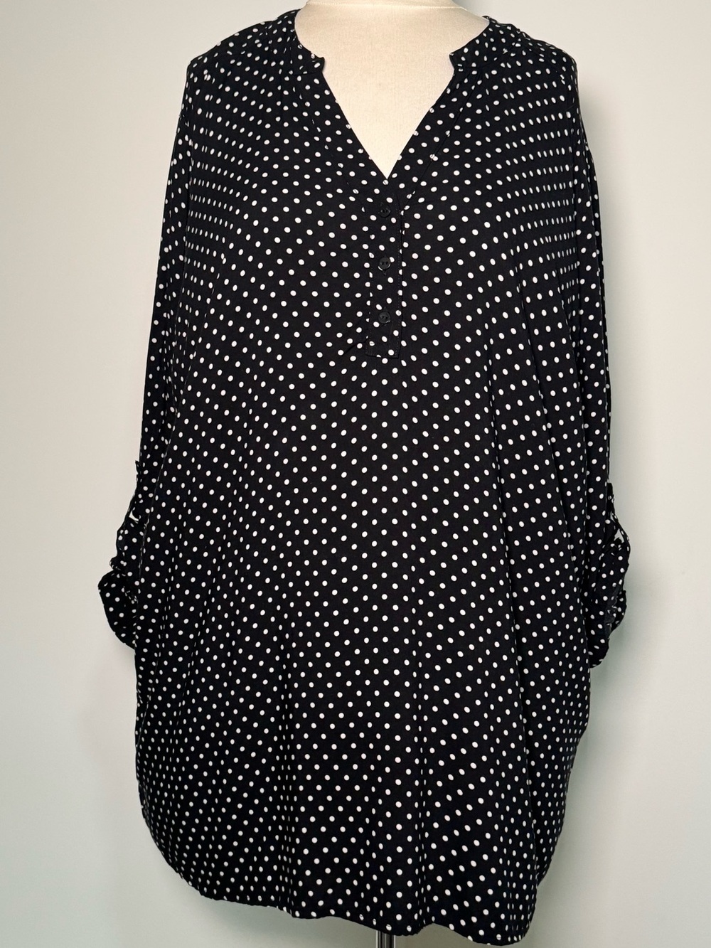 Black & White Polka Dot V-Neck Maternity Blouse